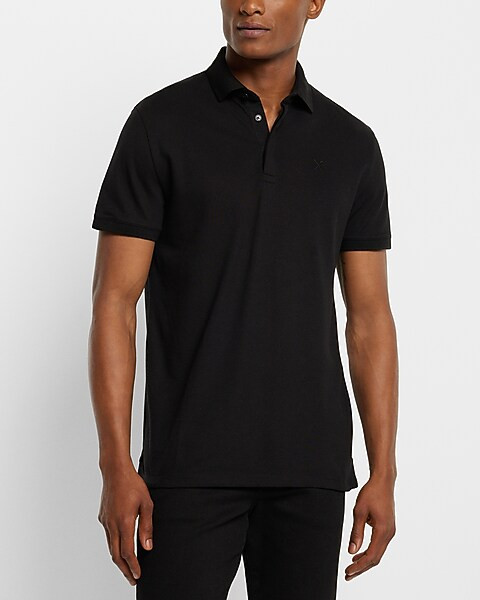 Solid Embroidered Logo Moisture-Wicking Luxe Pique Polo | Express