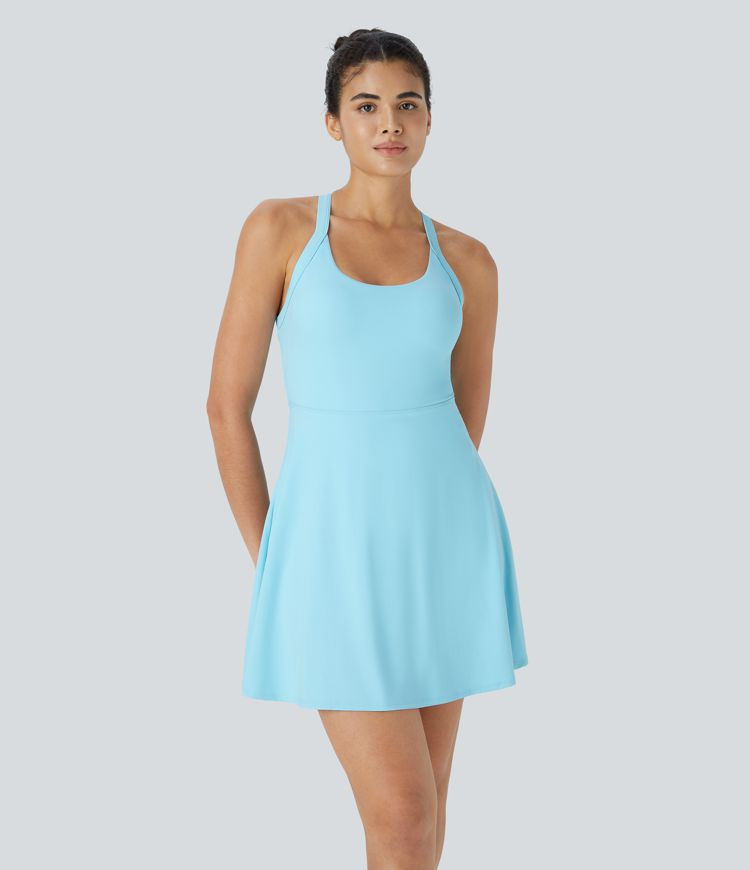 Women’s Backless Twisted Flare Dance Active Dress-Longer Length-Easy Peezy Edition - Halara | HALARA