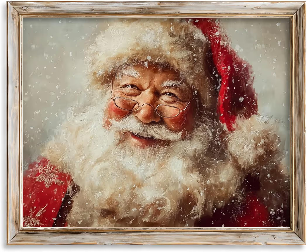 Vintage Santa Claus Christmas Wall Art Print – Festive Holiday Season Decoration with Snowy Win... | Amazon (US)