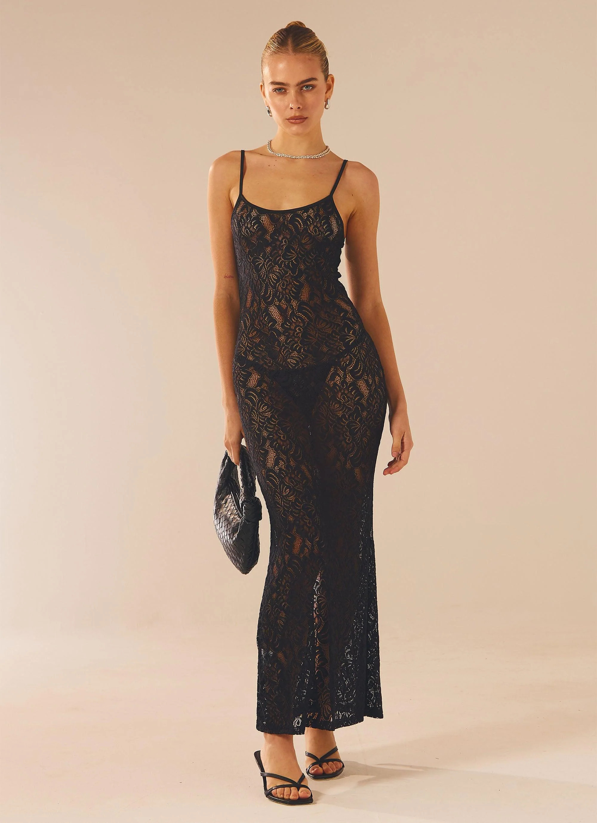 Leona Lace Maxi Dress - Black | Peppermayo (Global)