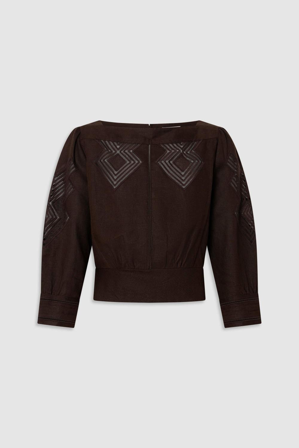 Drawn Thread Detail Blouse | Oroton