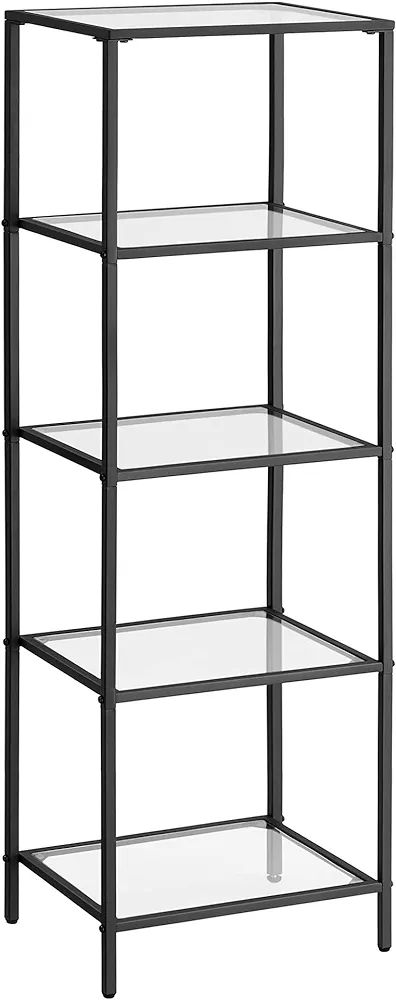 VASAGLE Bookcase, 5-Tier Bookshelf, Slim Shelving Unit for Bedroom, Bathroom, Home Office, Temper... | Amazon (US)