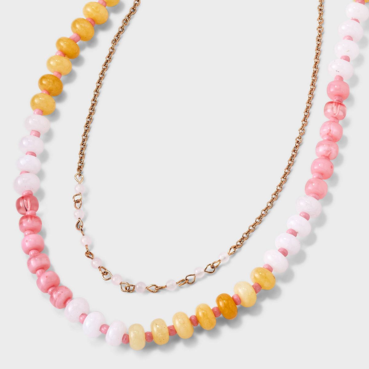 Semi-Precious Beaded Color Blocked Multi-Strand Necklace - Universal Thread™ | Target