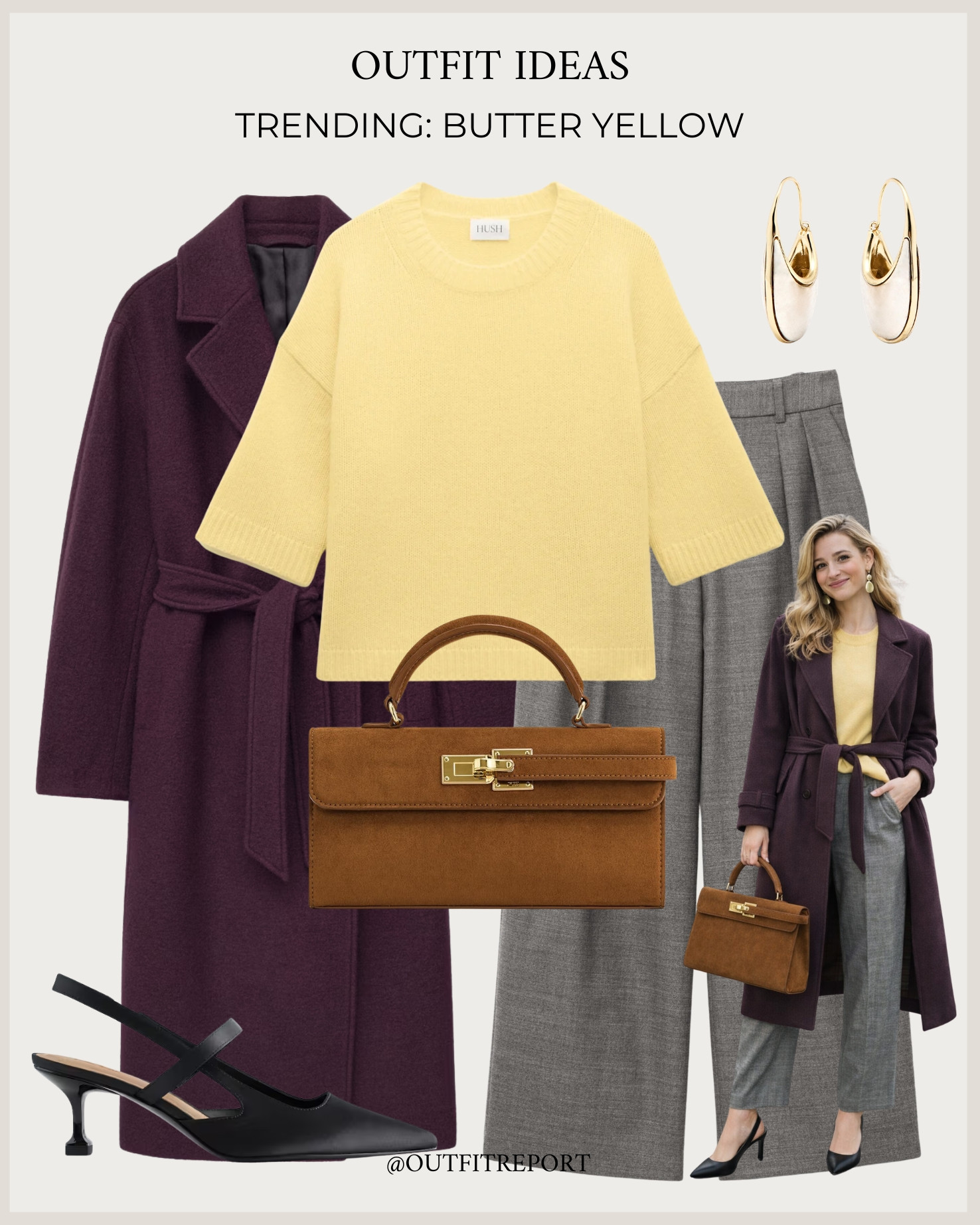 Butter yellow top and coat and grey trousers 

#LTKSeasonal #LTKSpringSale #LTKootd