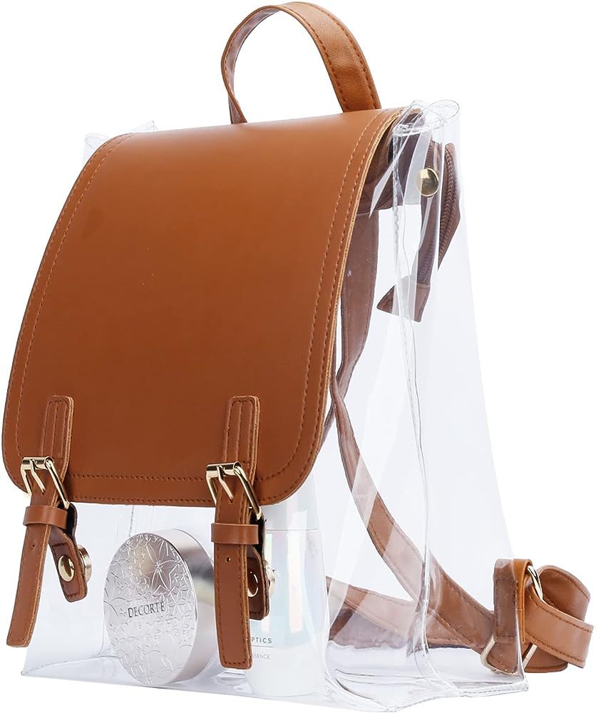 KKXIU Fashion Clear Backpack Stadium Approved Bag Transparent See Through Bookbag Purse for Women... | Amazon (US)
