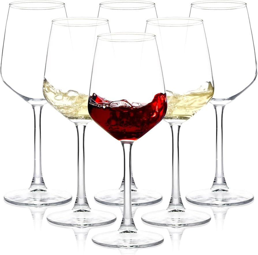 Wine Glasses Set of 6, 12oz Clear Red/White Wine Glasses, Long Stem Glasses for Party, Wedding an... | Amazon (US)