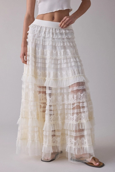 AllSaints Arlea Semi-Sheer Tulle Maxi Skirt | Urban Outfitters (US and RoW)