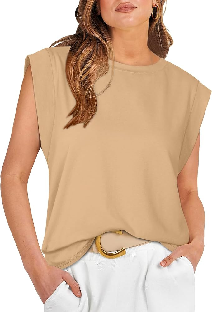 WIHOLL Cap Sleeve Tops for Women Summer Top Basic Tee Shirts Casual Tank Loose Fit 2025 Fashion | Amazon (US)