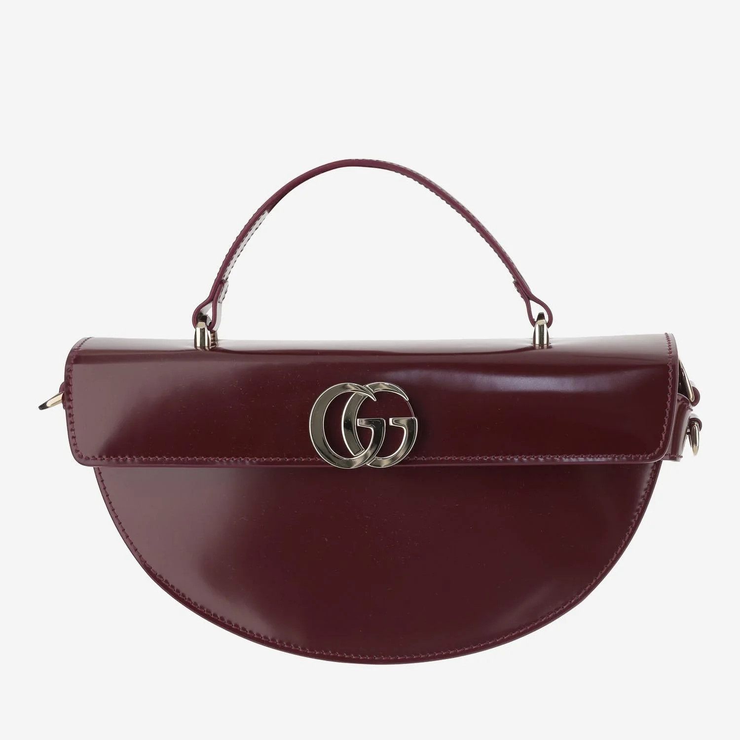 Gucci Smooth Leather Logo Top Handle Bag — Burgundy | Italist Inc.