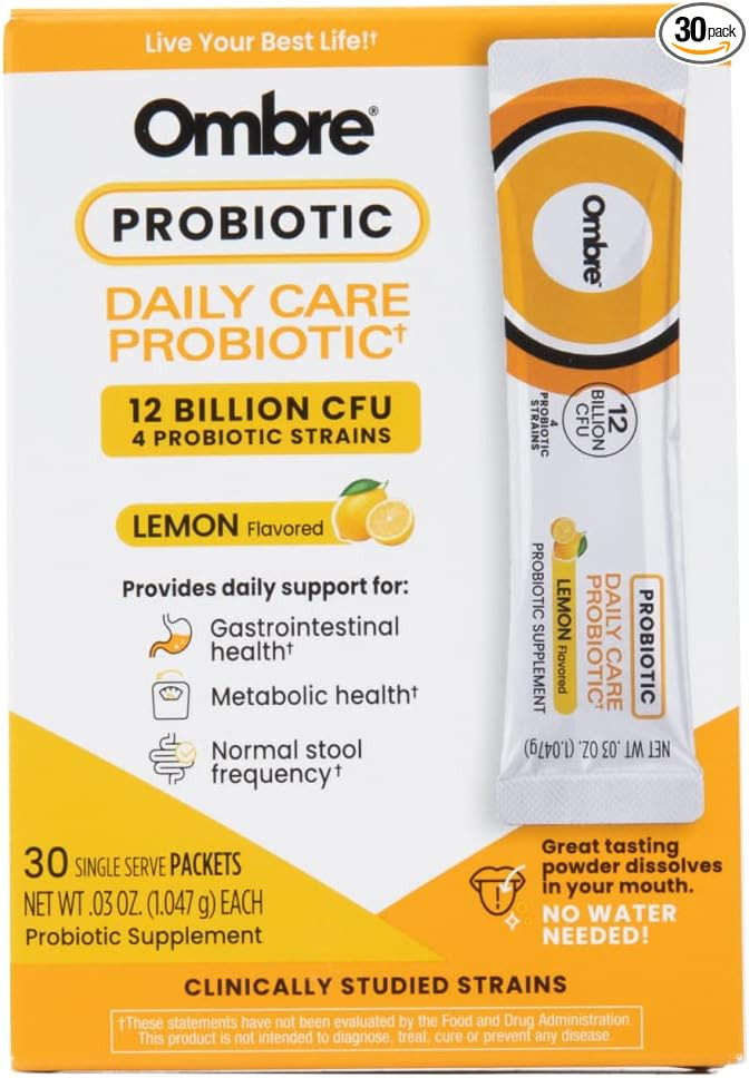 Ombre Daily Care Probiotic Powder - Prebiotics and Probiotics for Women, Men, & Kids - Quick Diss... | Amazon (US)