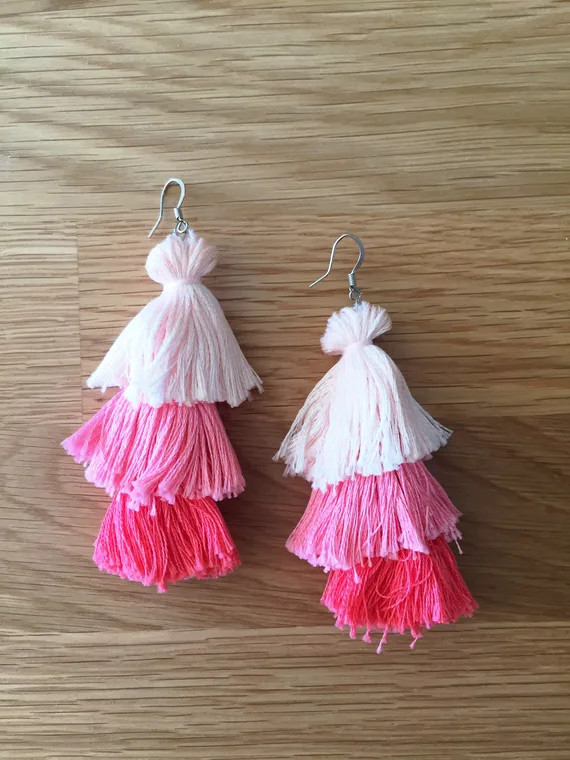 Pink Ombré Tassel Earrings | Etsy (CAD)