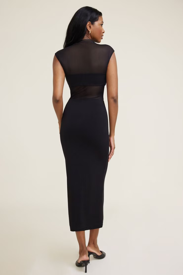 Sculpt Sheer Cowl Maxi Dress | Dynamite Clothing