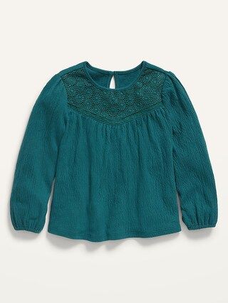 Lace-Yoke Puckered-Jersey Swing Top for Toddler Girls | Old Navy (US)