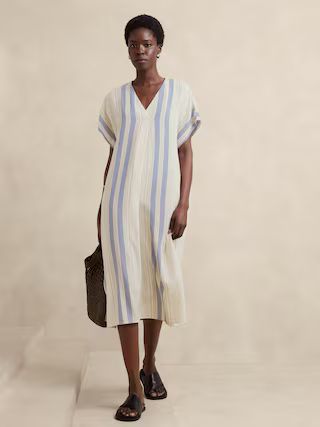 Linen-Blend Kaftan Midi Dress | Banana Republic Factory