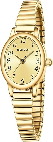 BOFAN Small Gold Watches for Women Easy Read Ladies Quartz Wrist Watches with Stainless Steel Exp... | Amazon (US)