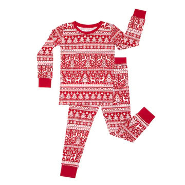 Reindeer Cheer Two-Piece Bamboo Viscose Pajama Set | Little Sleepies