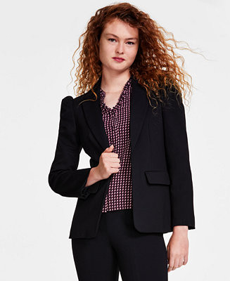 CeCe Women's Puff-Shoulder Open Front Long Sleeve Blazer - Macy's | Macy's