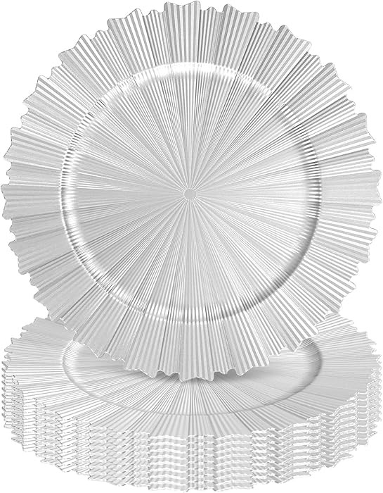 Silver Charger Plates Bulk 10Pcs - 13" Elegant Silver Chargers for Dinner Plates, Wedding & Event... | Amazon (US)