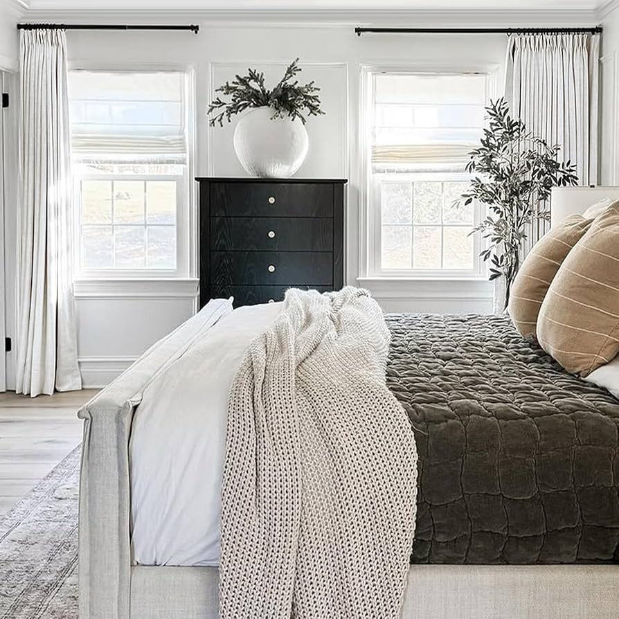 TWOPAGES 52 W x 96 L inch Pinch Pleat Darkening Drape Faux Linen Curtain with Blackout Lining Dra... | Amazon (US)