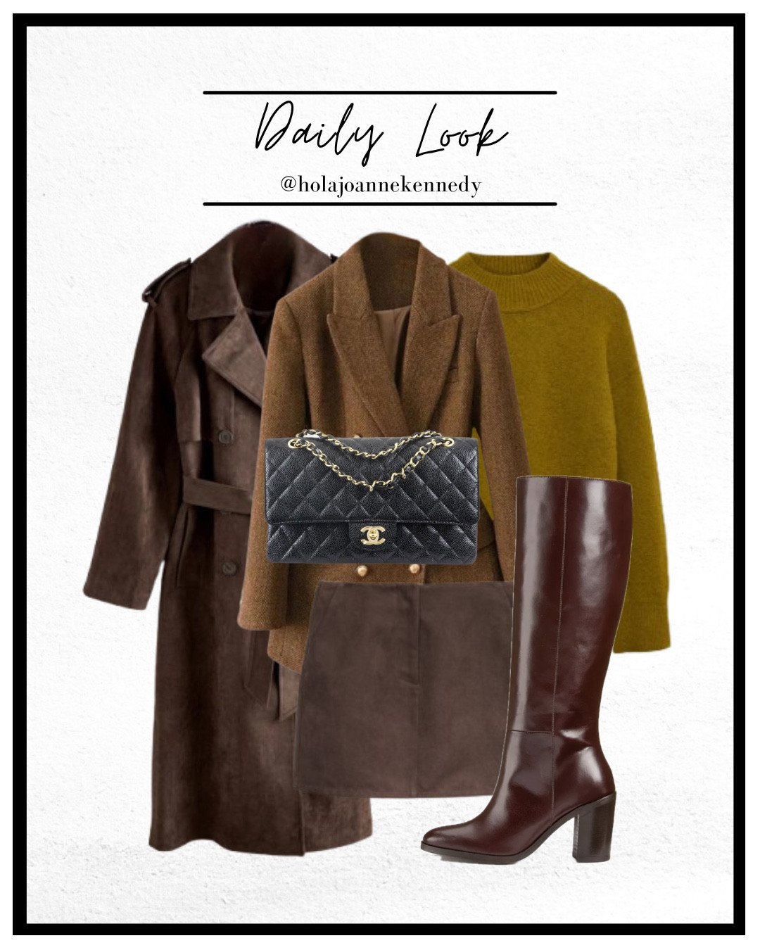 chocolate brown outfit, suede trench coat, brown suede trench, olive green knit outfit, M&S autumn outfit, brown suede mini skirt, herringbone blazer outfit, burgundy knee high boots, autumn fashion uk, chic fall layers, cosy autumn look, brown tonal outfit, fall colour palette outfit, knee high boots styling, elevated everyday style 

#LTKautumn #LTKuk #LTKwinter