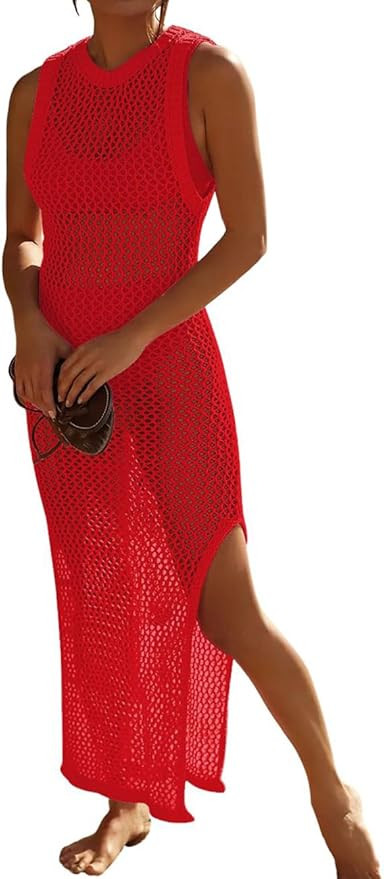 Bsubseach Crochet Cover Ups for Swimwear Women Hollow Out Swimsuit Coverup Backless Bikini Beach ... | Amazon (US)