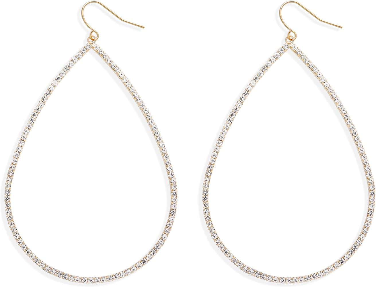 Sonateomber Gold Silver Teardrop Dangle Drop Earrings for Women, Large Statement Sparkly CZ Rhine... | Amazon (US)