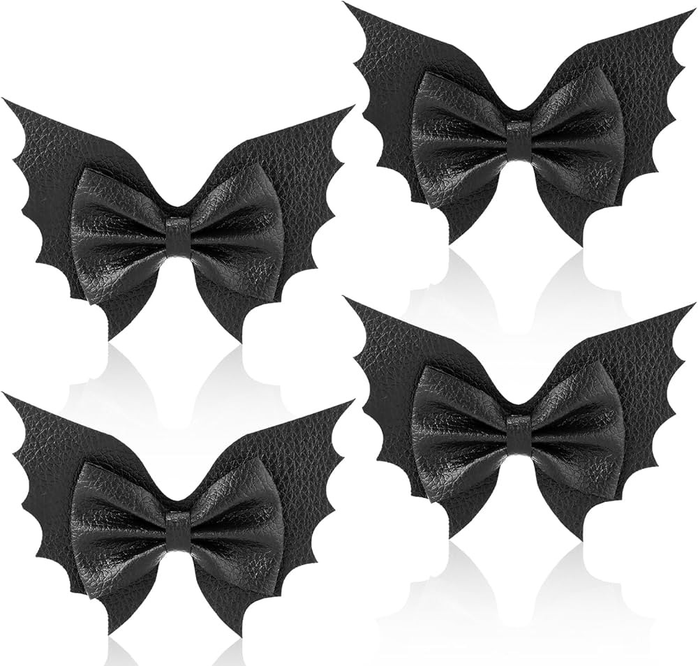 4pcs Bat Hair Clips, 3.9 x 2.5 Inch PU leather Halloween Hair Clips Bat Hairpin Cosplay Accessori... | Amazon (US)
