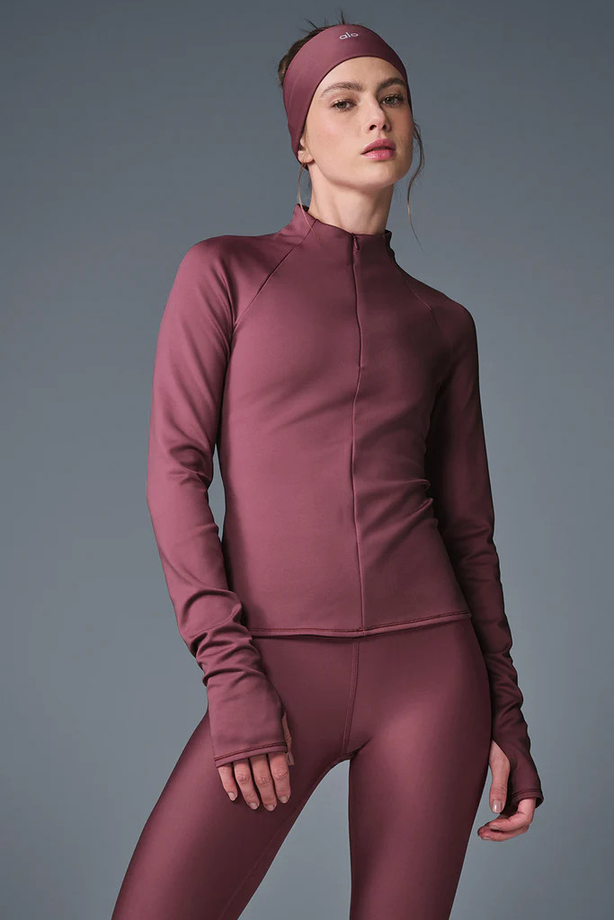 Airlift Winter Warm 1/4 Zip Long Sleeve - Burgundy Truffle | Alo Yoga (US)