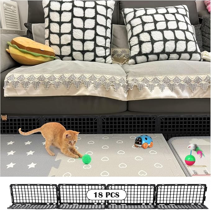 18 Pack Under Bed Blockers for Pets – Easy to Install Black Plastic Under Couch Blocker (6.5" H... | Amazon (US)