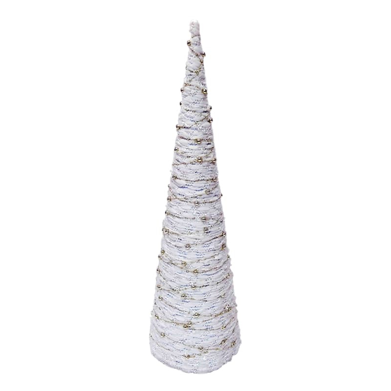 White with Gold Beads Cozy Cone Tree, 24" | At Home
