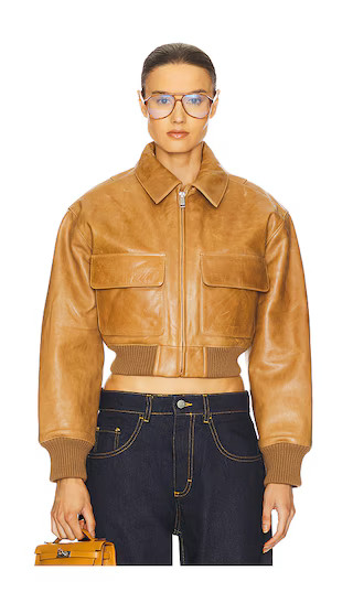 The Leather Bomber Jacket in Saddle Brown | Revolve Clothing (Global)