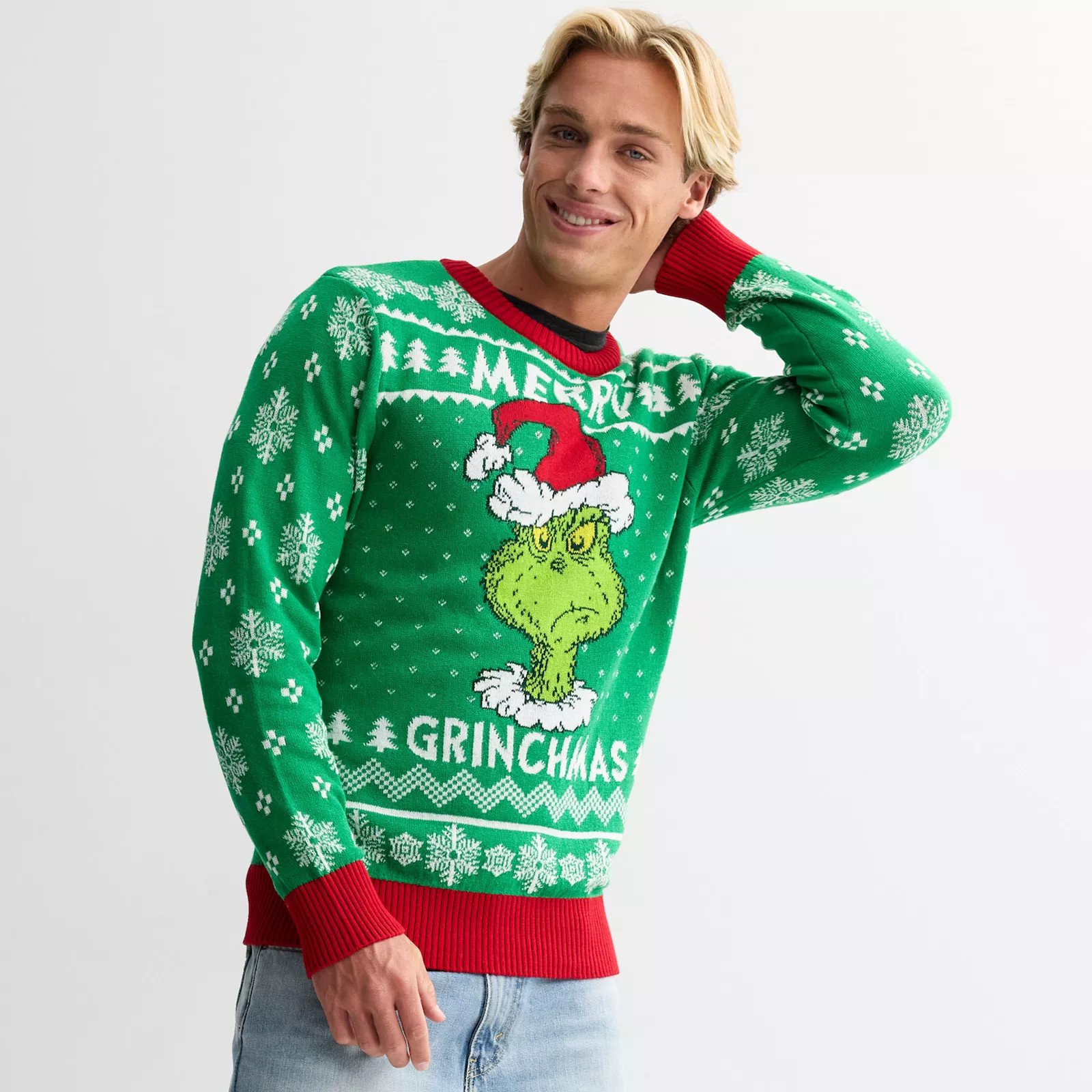 Men's Dr. Seuss The Grinch ""Merry Grinchmas"" Graphic Sweater, Size: XL, Green | Kohl's