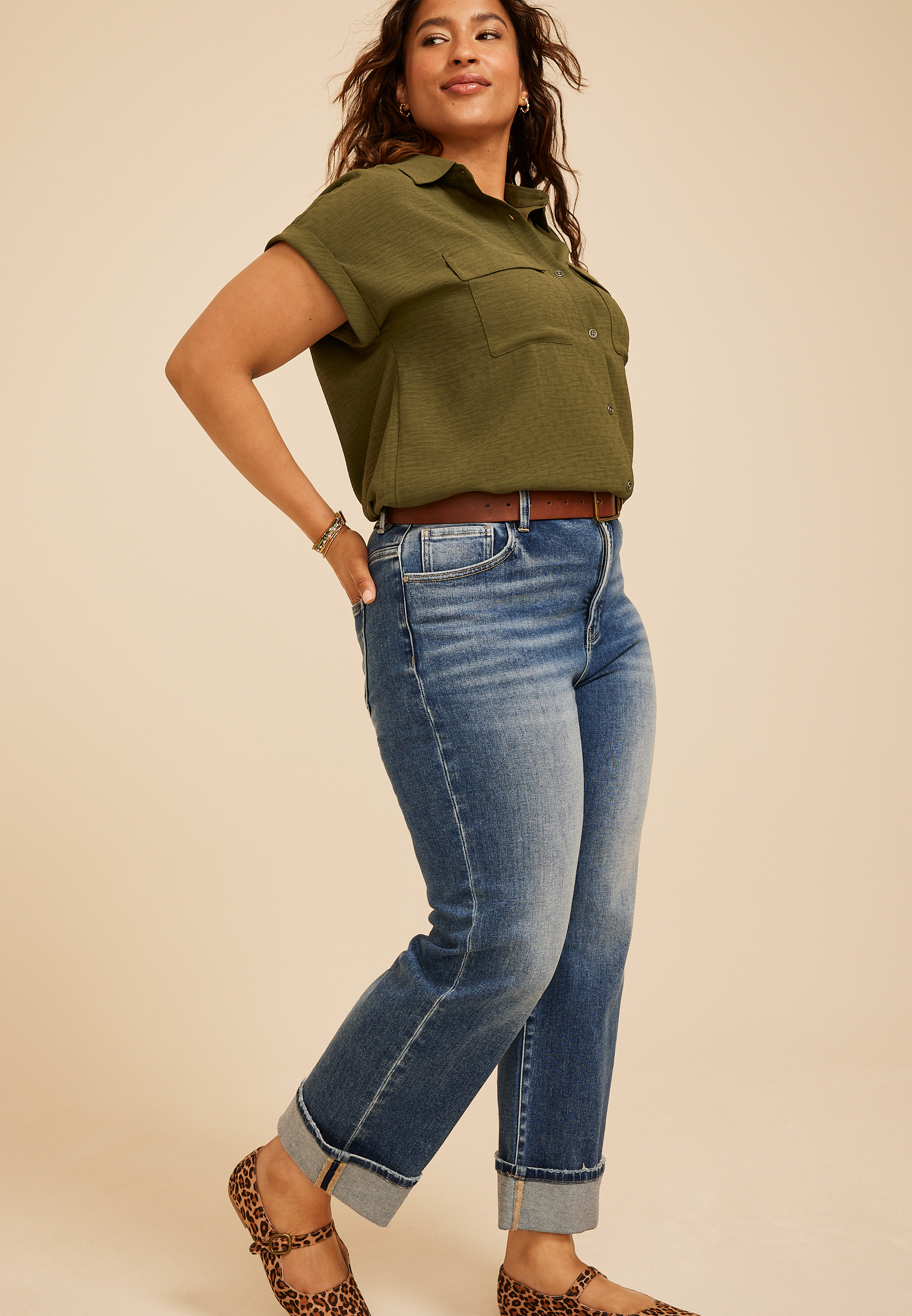 Maurices Plus Size Women's Utility Button Down Shirt | Maurices