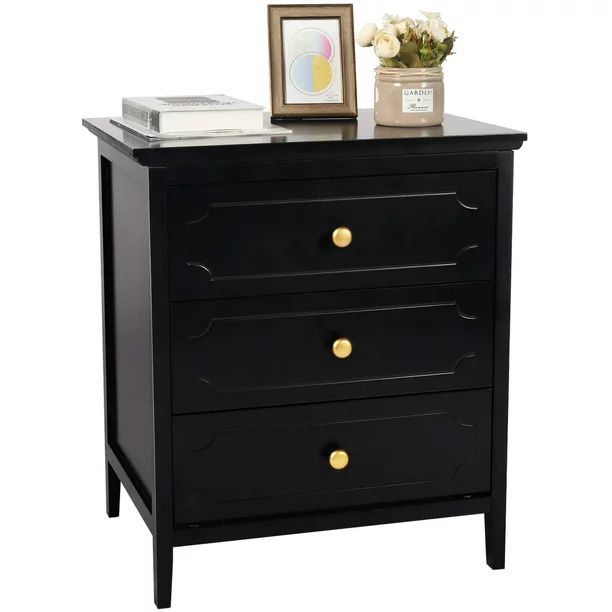 3 Drawer Nightstand Black Side Table Bedroom End Table for Living Room Bedroom with Storage 1 Set... | Walmart (US)