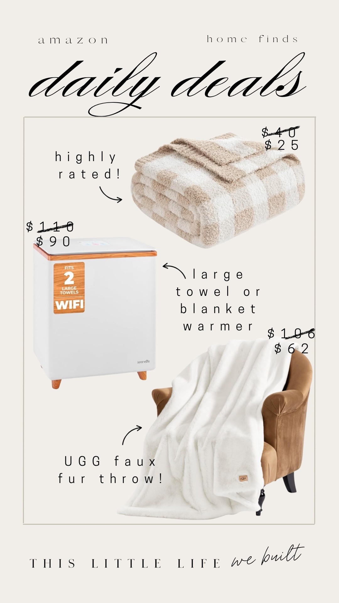 Amazon daily deals! 


Towel,  blanket warmer, Ugg faux fur throw, checkered, Amazon home 

#LTKSaleAlert #LTKHome #LTKSeasonal