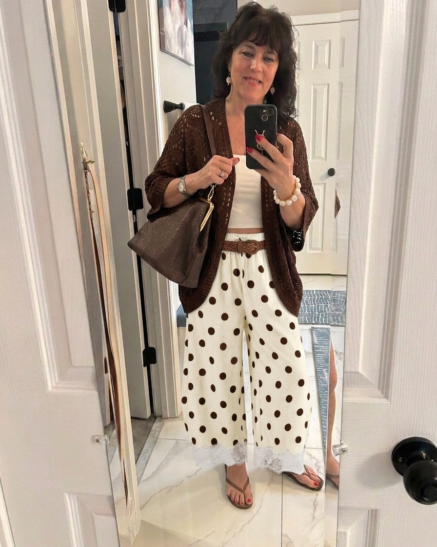 These viral Polkadot pants are so cute!! Such a fun look and still classy ✨
I love how these make the whole outfit feel playful but put together. Always be confident 💋#polkadotpants #polkadotstyle #styleover50 #over50fashion #midlifestyle

#LTKgrwm #LTKootd #LTKMidsize