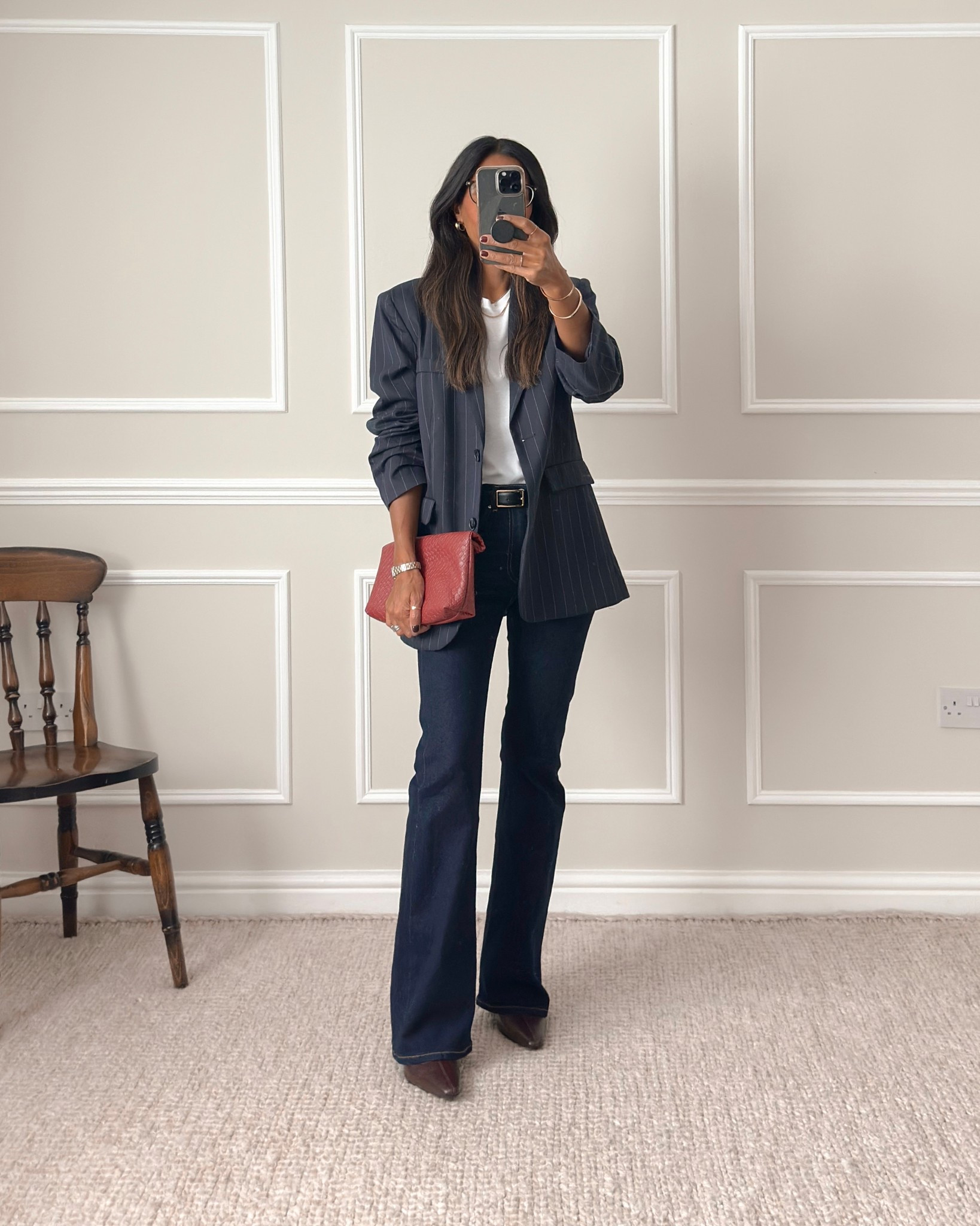 Jeans - I’ve had mine for a few years but linking what I think are the  exact same ones from H&M as they bring them back every year.

Blazer - mine is old but I’ve found a single breasted, pin stripe navy blazer which looks the same as mine for you. For some reason, the product image is for a grey blazer but if you click on it, you should be taken to the pinstripe version.



#LTKuk