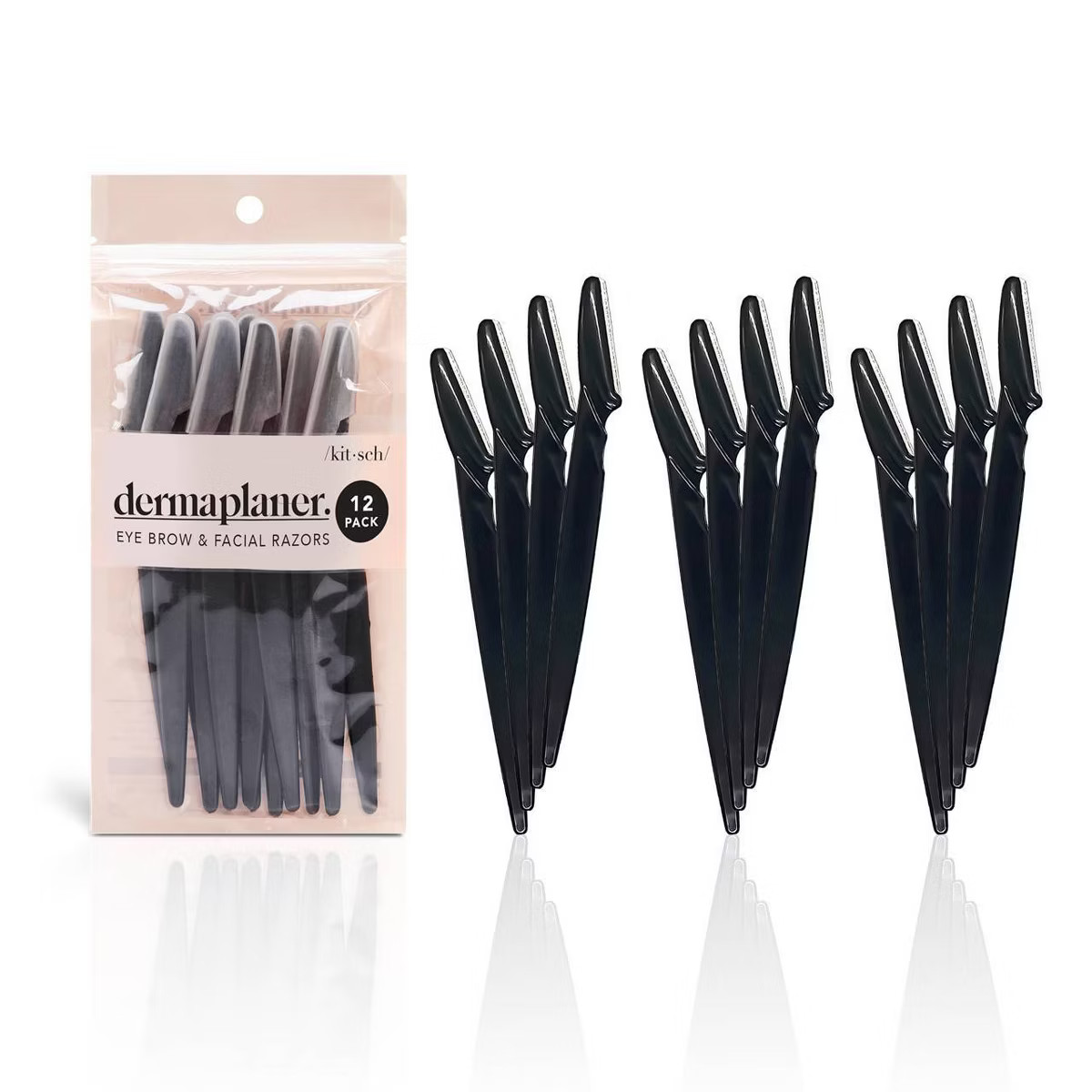 Kitsch Dermaplaning Set Facial Rollers - Black - 12pc | Target