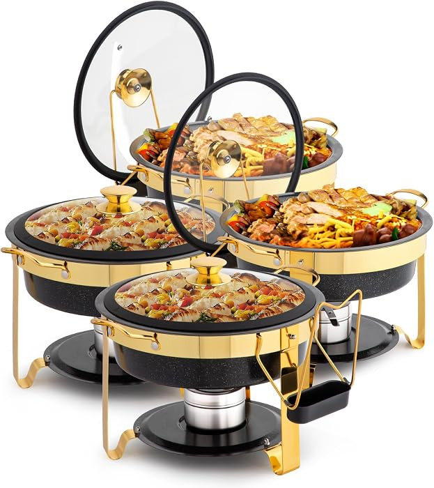 ROVSUN 6QT Chafing Dishes for Buffet 4 Pack, [Game Changer Maifanite-Coated] Chafing Dish Buffet ... | Amazon (US)