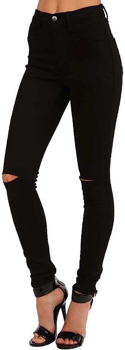 Vibrant Slit Knee High Waisted Solid Jeans | Amazon (US)