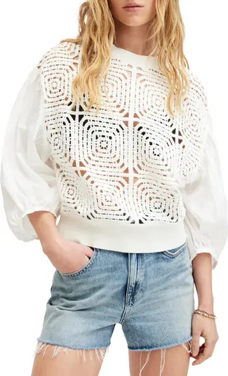 AllSaints Sol Mixed Media Lace Top | Nordstrom | Nordstrom