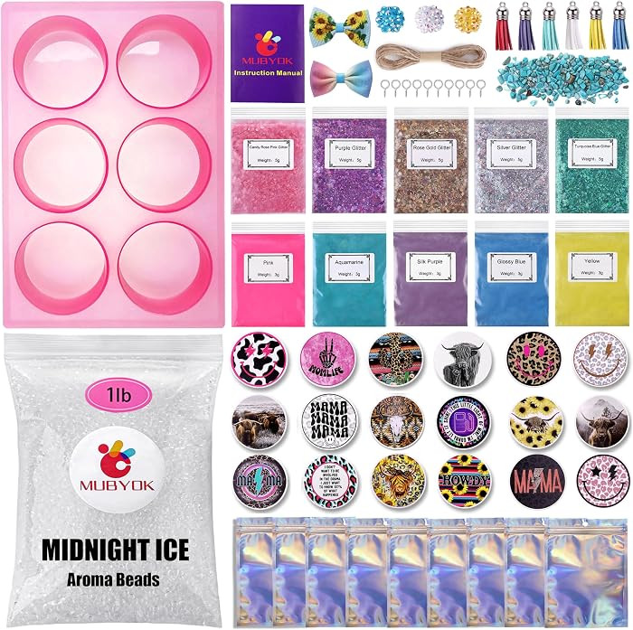 MUBYOK M421 Car Freshie Supplies Starter Kit with 1LB Scented Aroma Beads,3 inch Circle Silicone ... | Amazon (US)
