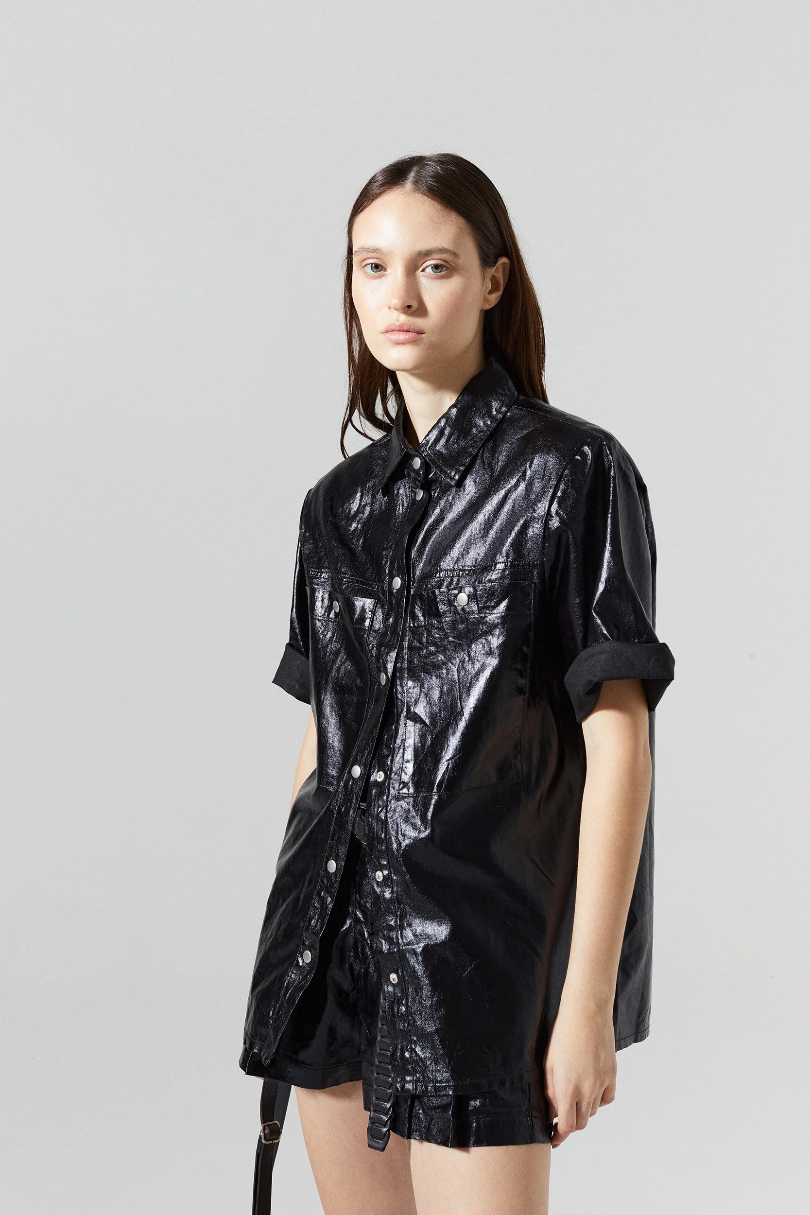 Soho Metallic Linen Shirt - Black | Lanhtropy