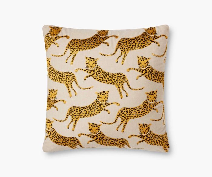 Gold Leap of Leopards Embroidered Pillow | Rifle Paper Co. | Rifle Paper Co.