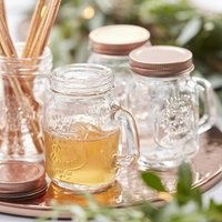 4 Pack Mini Glass Mason Jars With Rose Gold Lids - Weddings, Summer Bbq Parties As Favors Beautiful Botanics | Etsy (US)