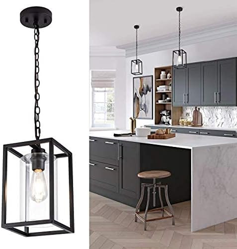 MAYNA Modern Pendant Light Fixtures, Black Hanging Kitchen Light Fixtures with Clear Glass Shade, Pe | Amazon (CA)