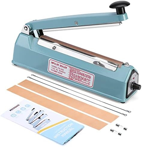 METRONIC 8 inch Impulse Sealer Poly Bag Heat Sealer Sealing Machine Heat Seal Closer with Repair Kit | Amazon (US)