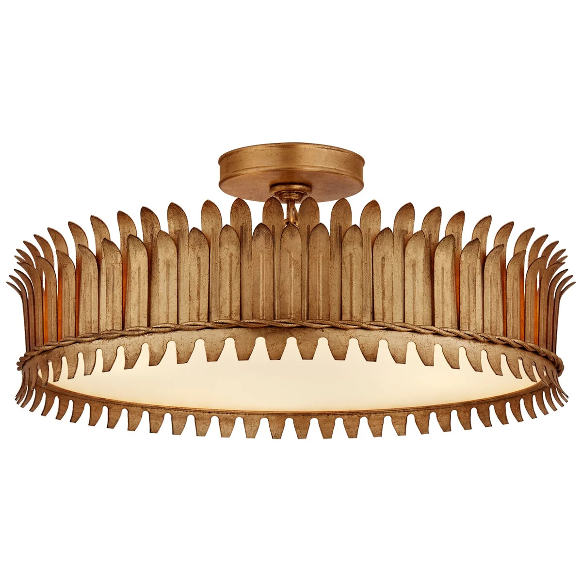 Leslie LED Semi-Flush Mount Gilded Iron | Lighting Design