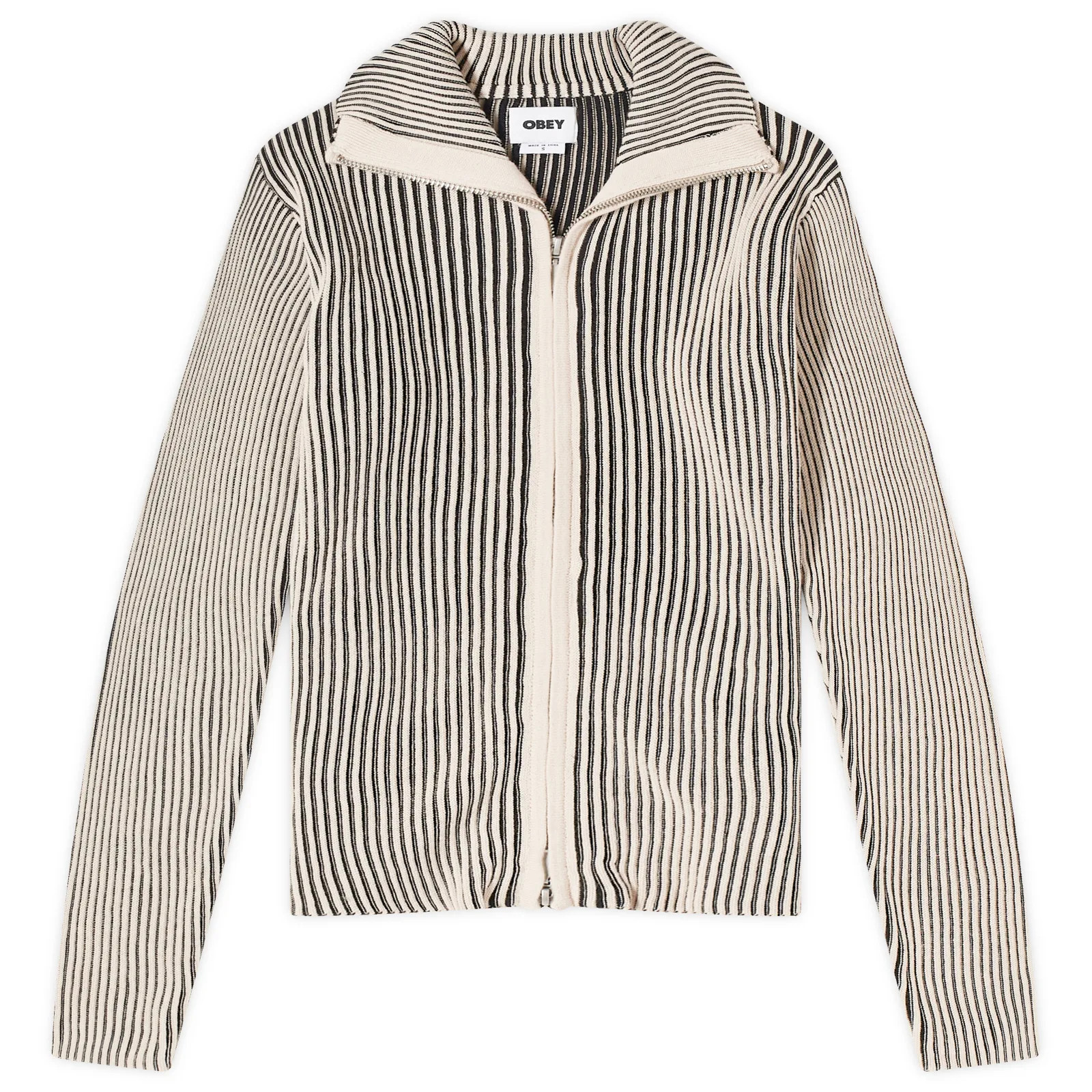 Obey Women's Onyx Ribbed Cardigan in Oyster Grey Multi, Size Small | END. Clothing