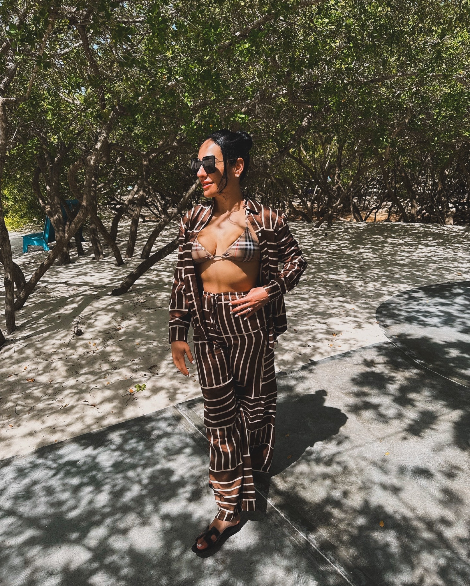 Turned this pants set into a bathing suit coverup for one of my beach days in Aruba 🤎🫶🏼🌴

#LTKTravel #LTKSwim #LTKStyleTip